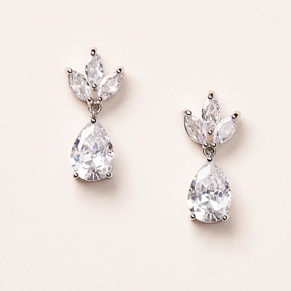 NEW ~ Anthropologie BHLDN, Petite Fleurette CZ Dangle Earrings